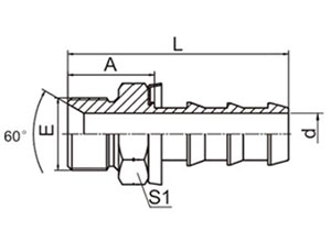 12611A-PO 英管外螺纹 60°内锥面