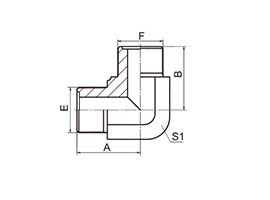 O ring plane seal, 1E9 90° metric external thread