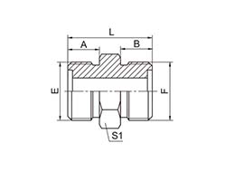 O ring plane seal, 1E9 90° metric external thread