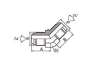 1J4 45° bending American JIC external thread 74° external cone