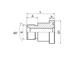 SAE flange of 1BFS pipe with external thread 60° inner cone 6000PSI